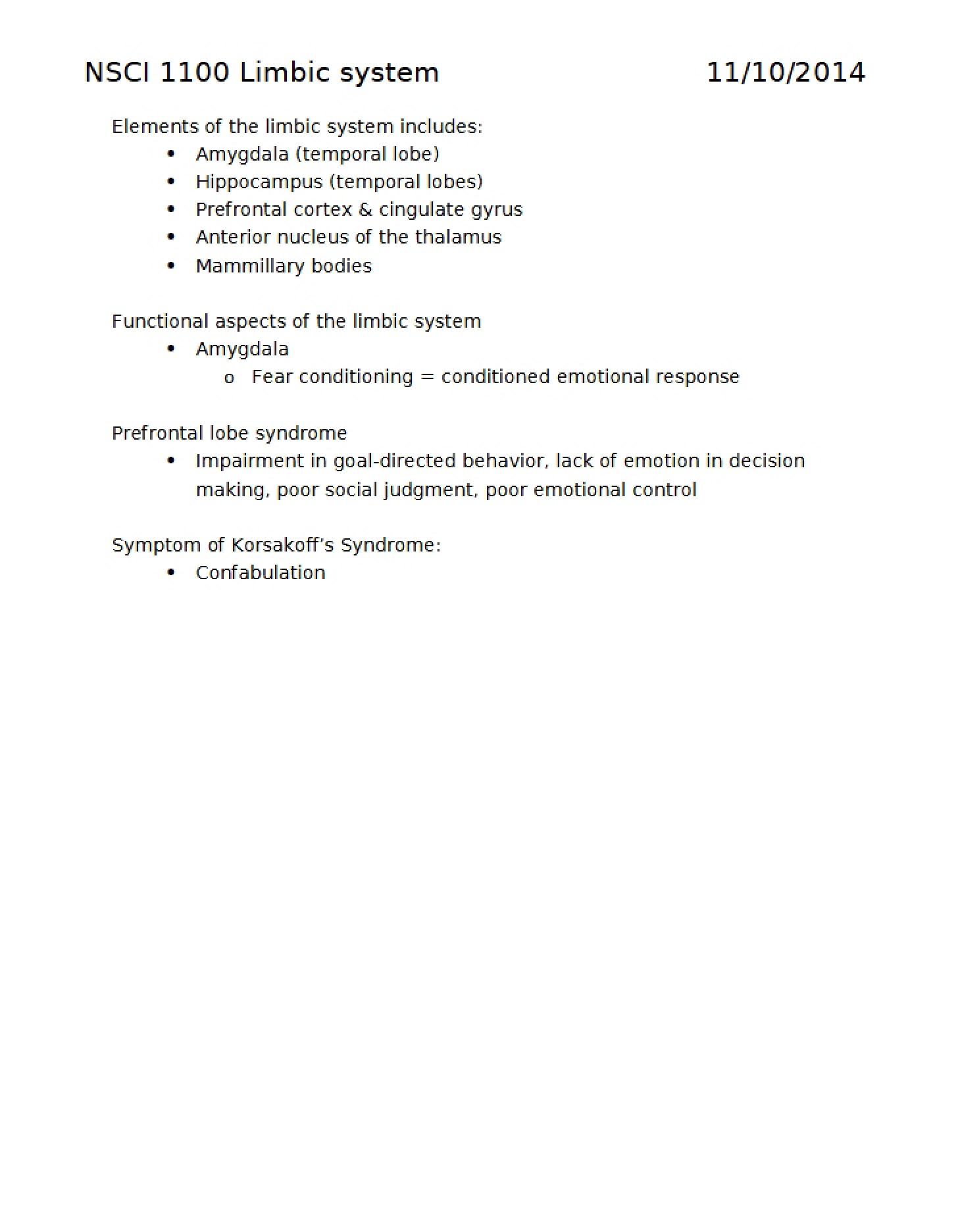 System of the Limbic Region