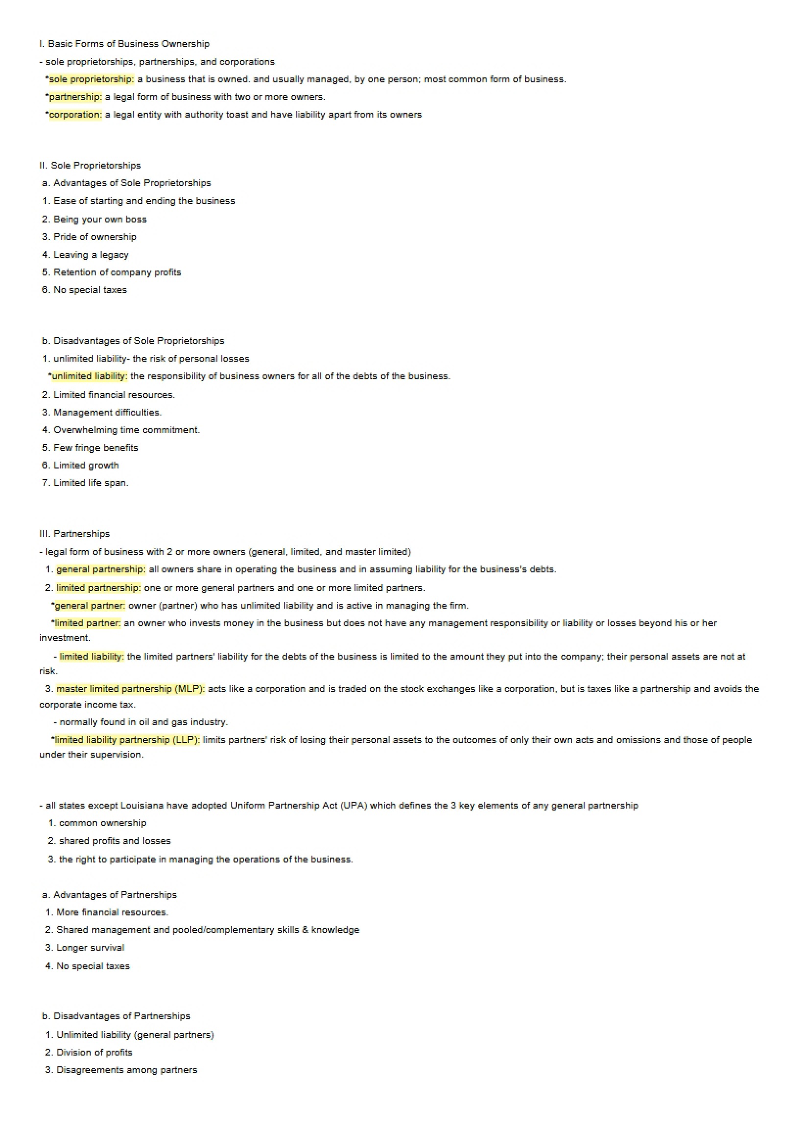 Foundations of Business Notes - BUSN 101