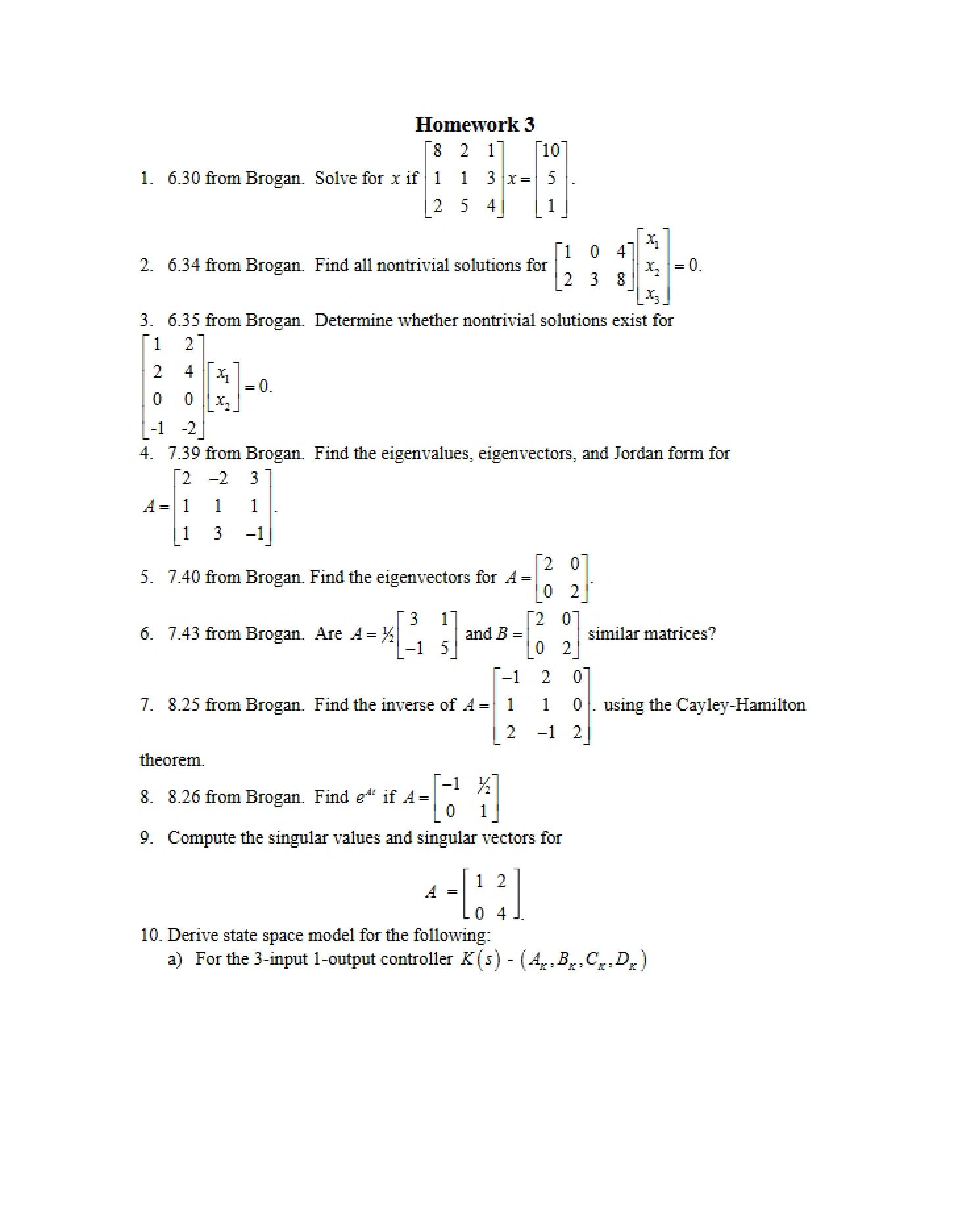 Brogan Chapters 6-8 Homework Four