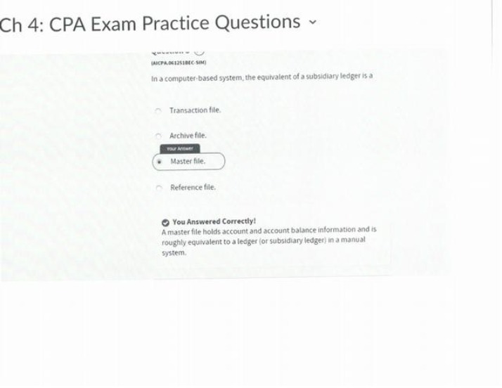 CPA Exam Practice Questions for Ch 4