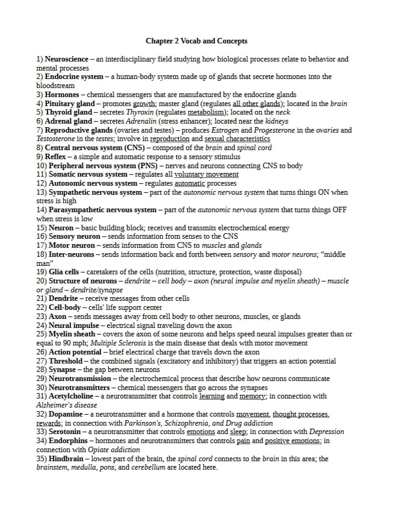 Vocabulary and Concepts from Chapter 2