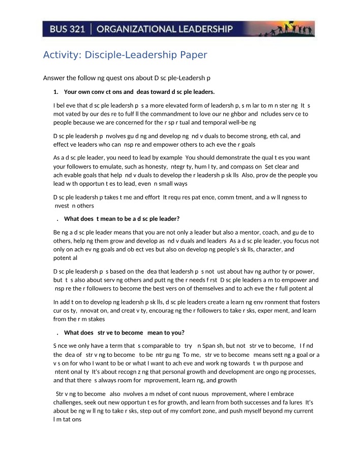Paper on Disciple-Leadership