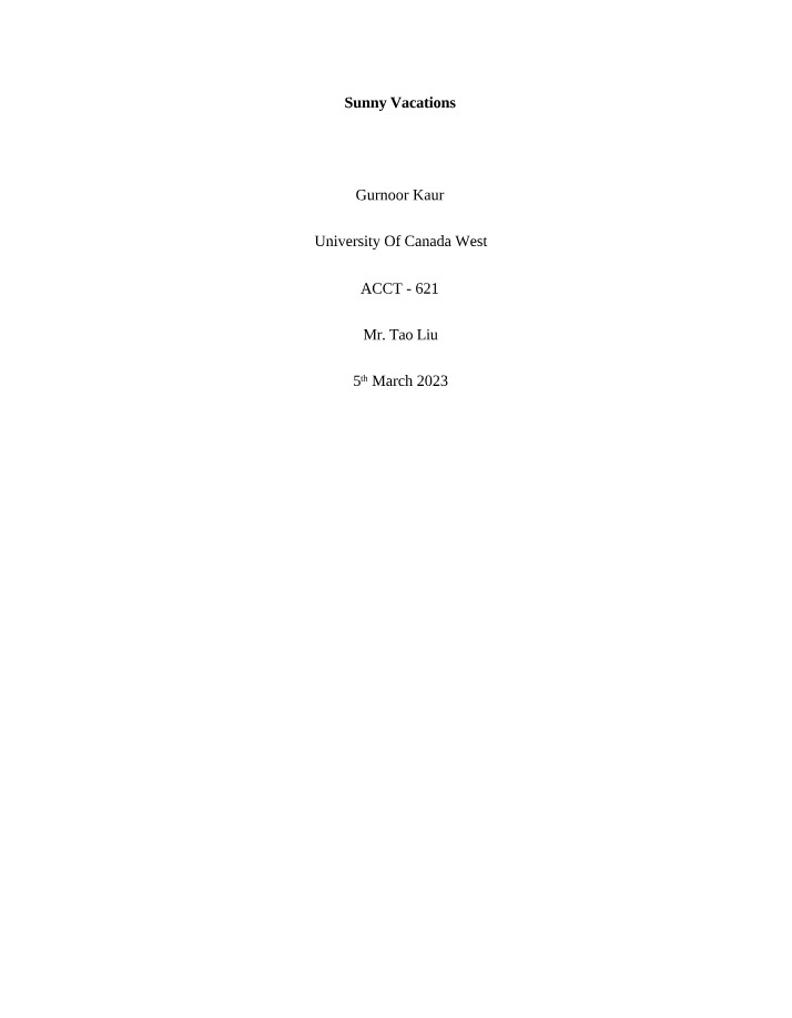 Case Study - Sunny Vacations