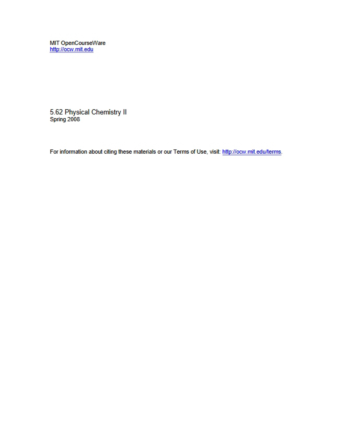Physical Chemistry II Lecture Materials
