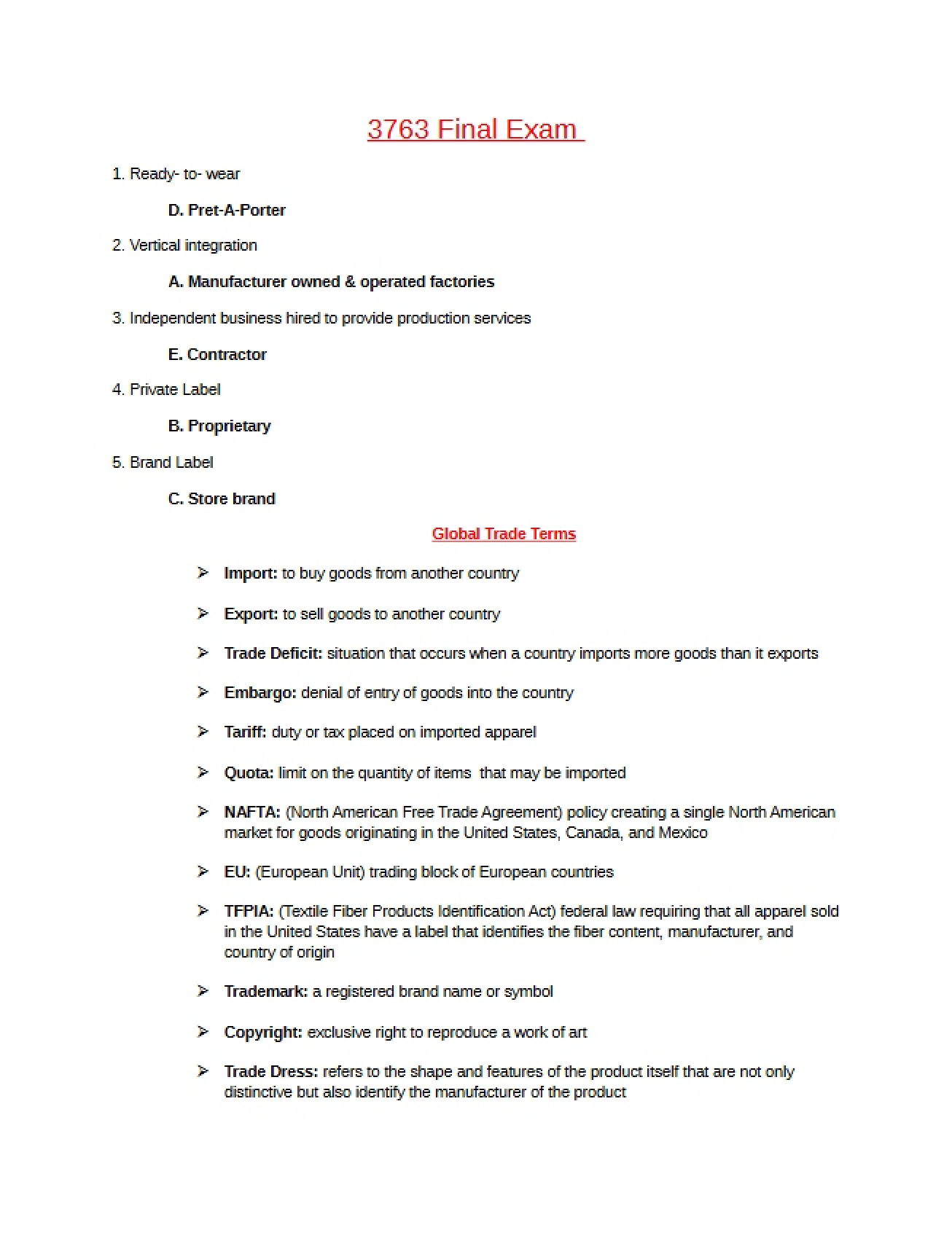 Final Exam in Product Analysis