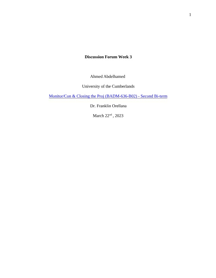 Week 3 Discussion Forum