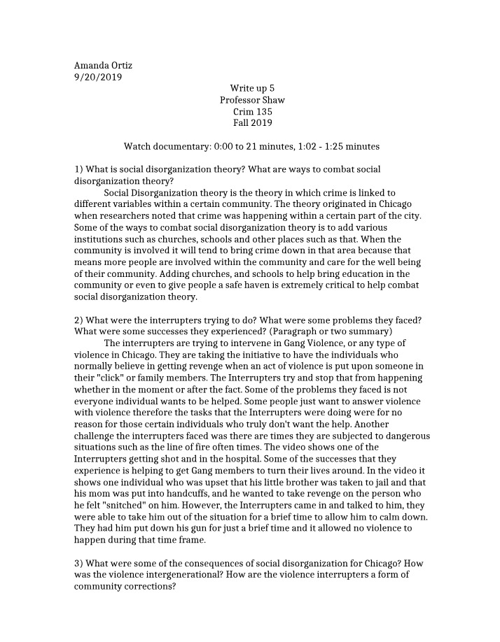 Write up 5 - Criminology I
