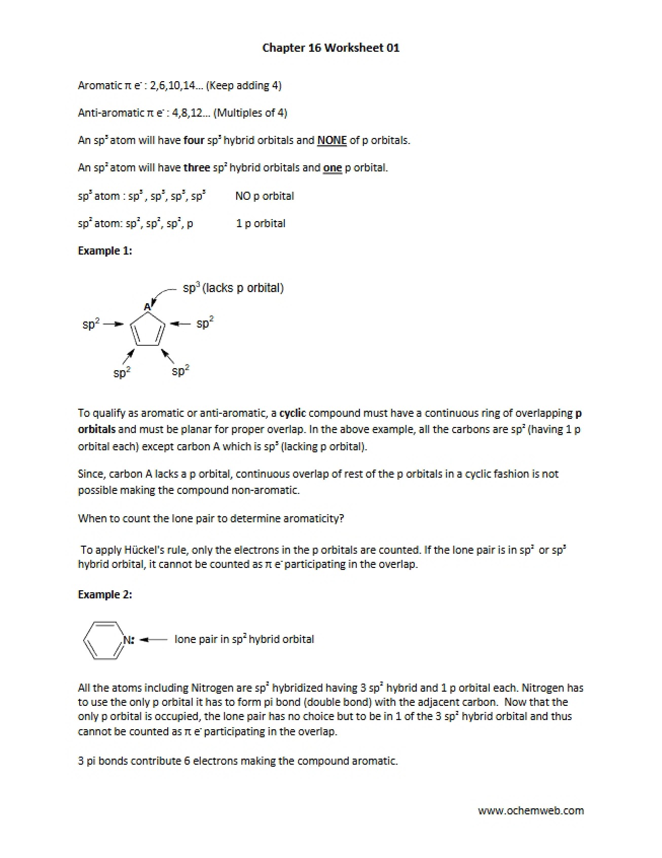 First Worksheet for Chapter Sixteen