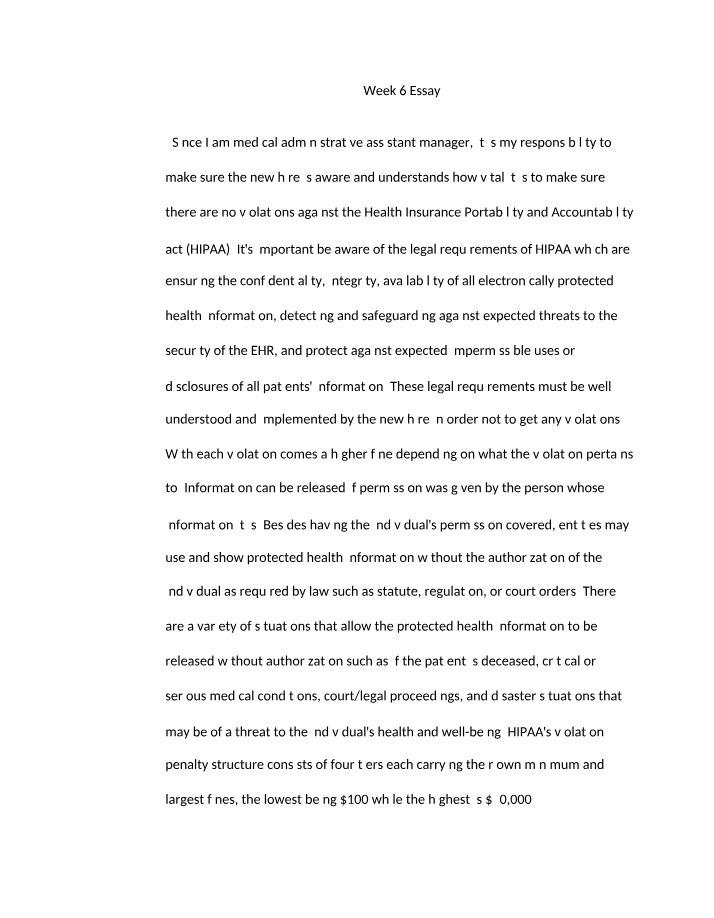 Essay for Week 6