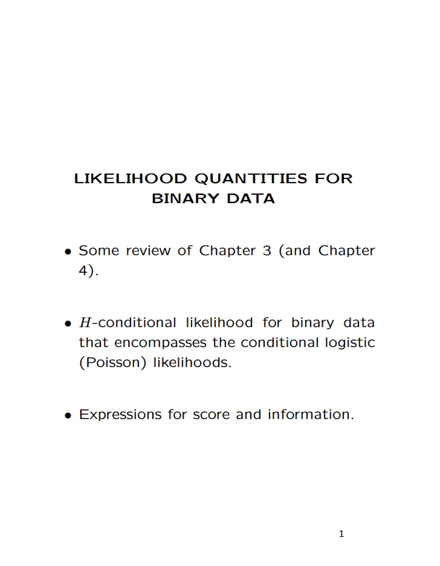 Quantities of Likelihood (June 19, 2011)
