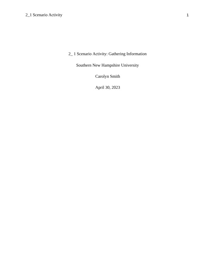 Scenario Activity - Information Gathering