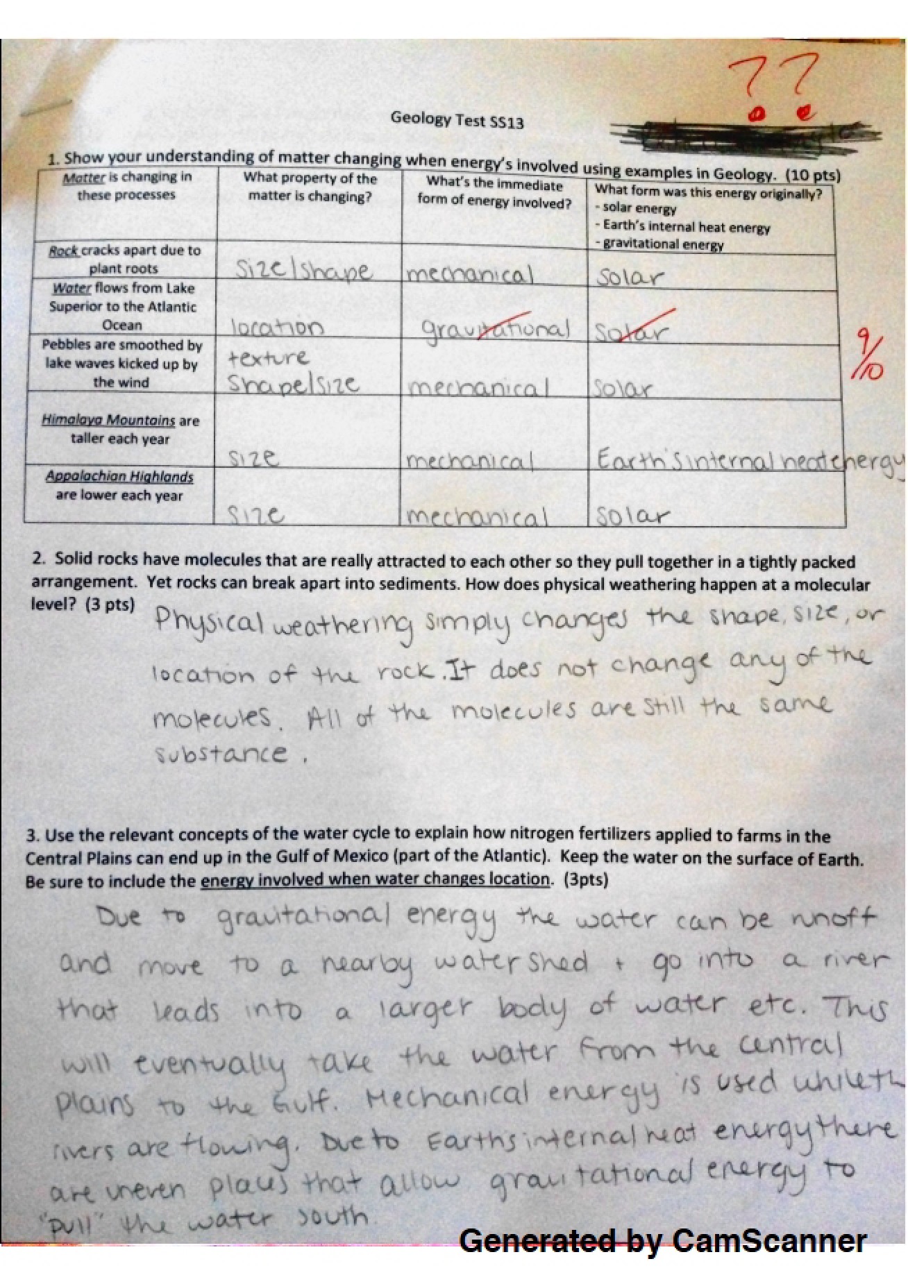 Exam on Geology