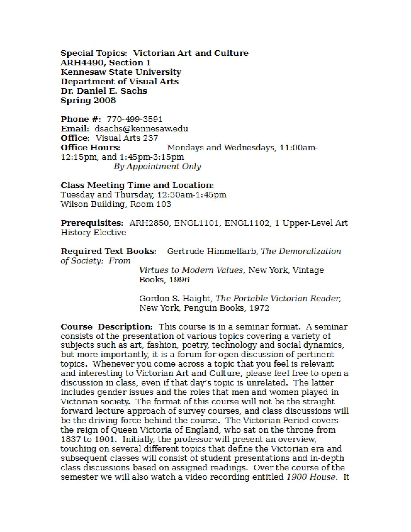 Syllabus for a Course on the History of the Art Museum