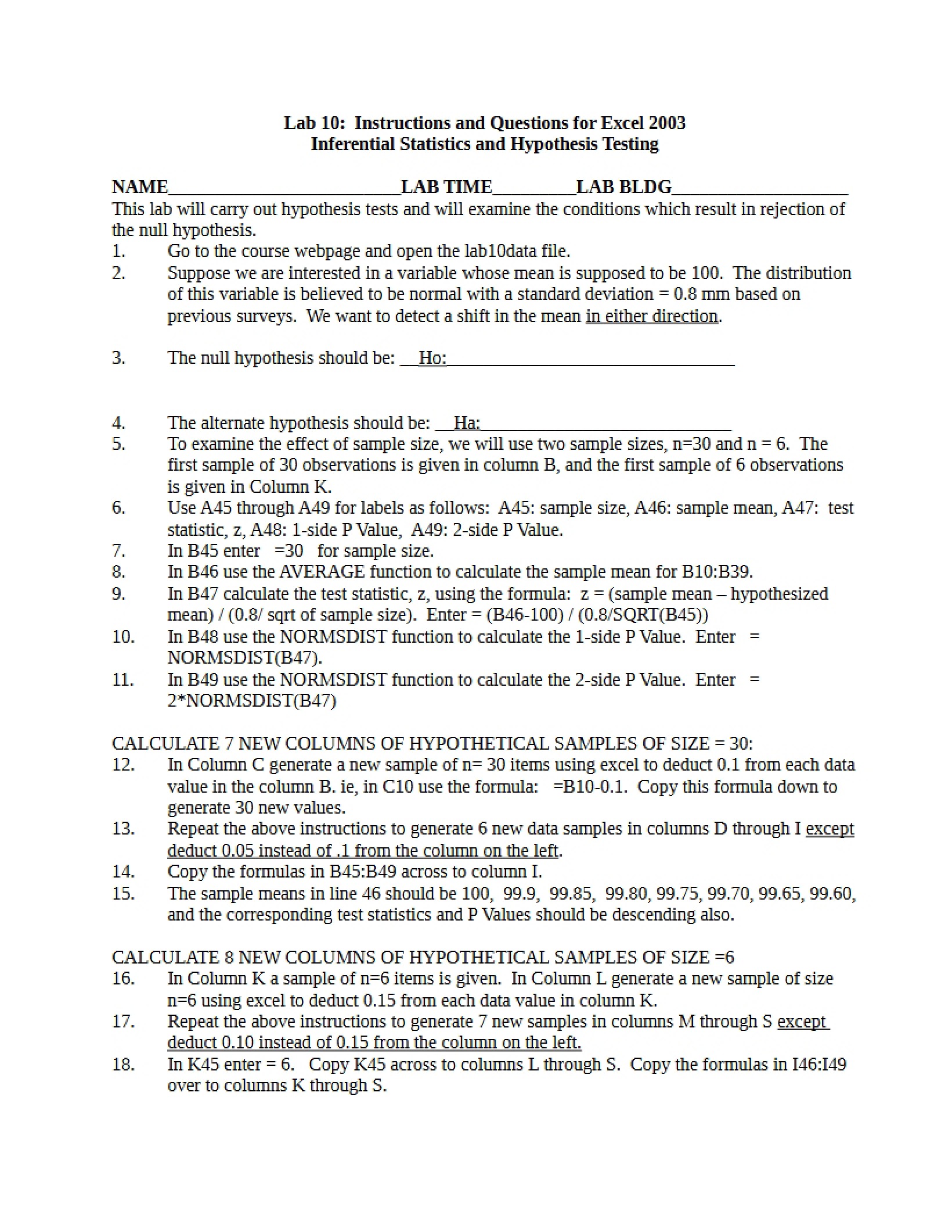 Hypothesis Testing and Inferential Statistics