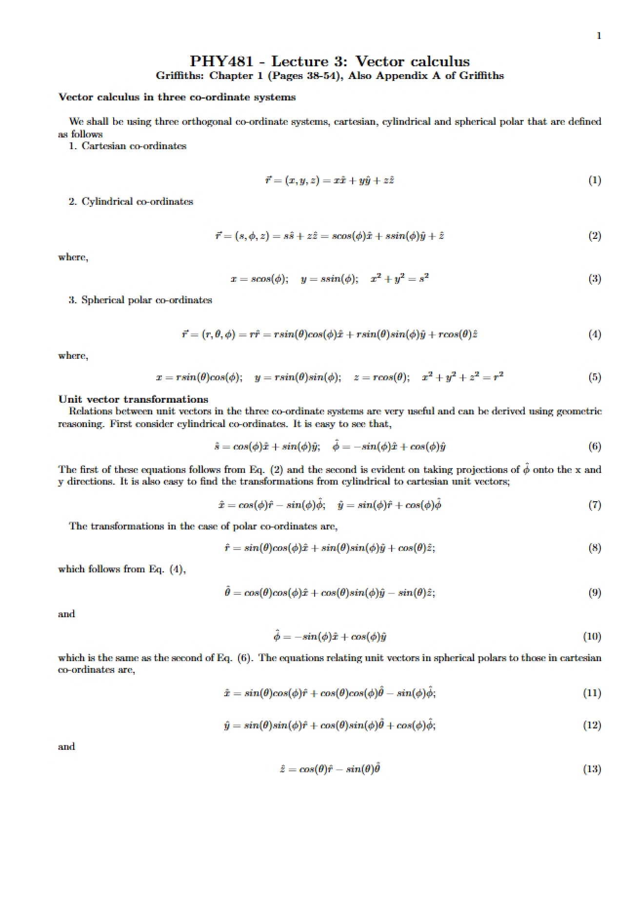 Vector Calculus Lecture 3