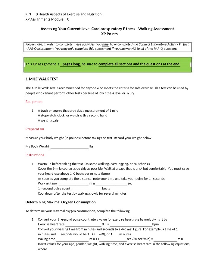Assessing Cardiorespiratory Fitness - Measurement and Improvement