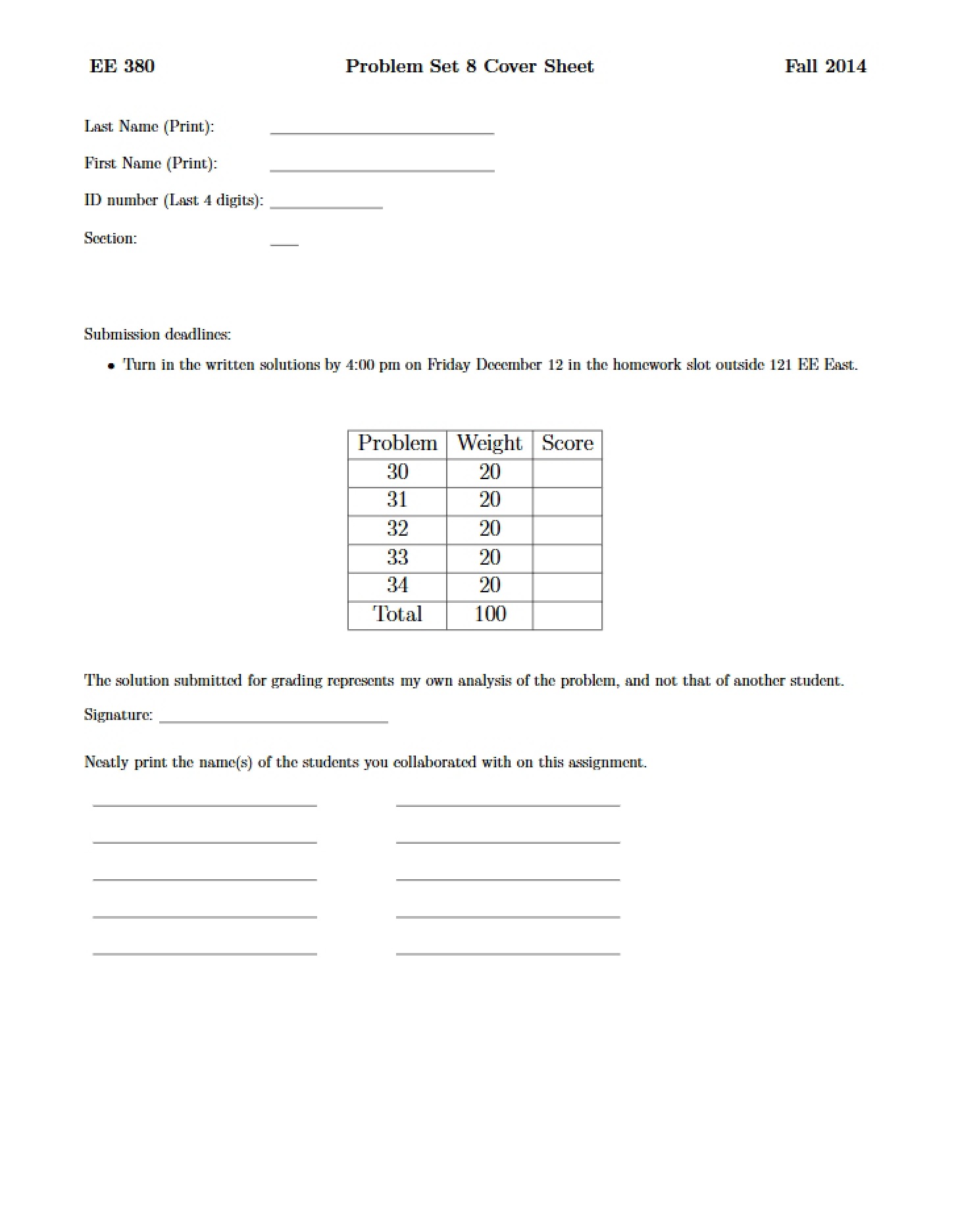 Problem Set No. 8