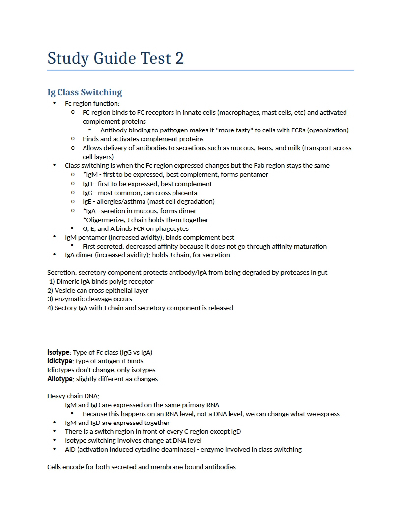 Second Test Study Guide