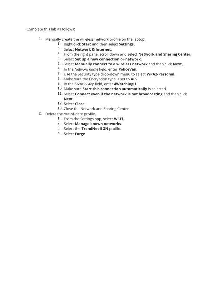 Creating and Configuring a Wireless Network Profile - Laptop Lab