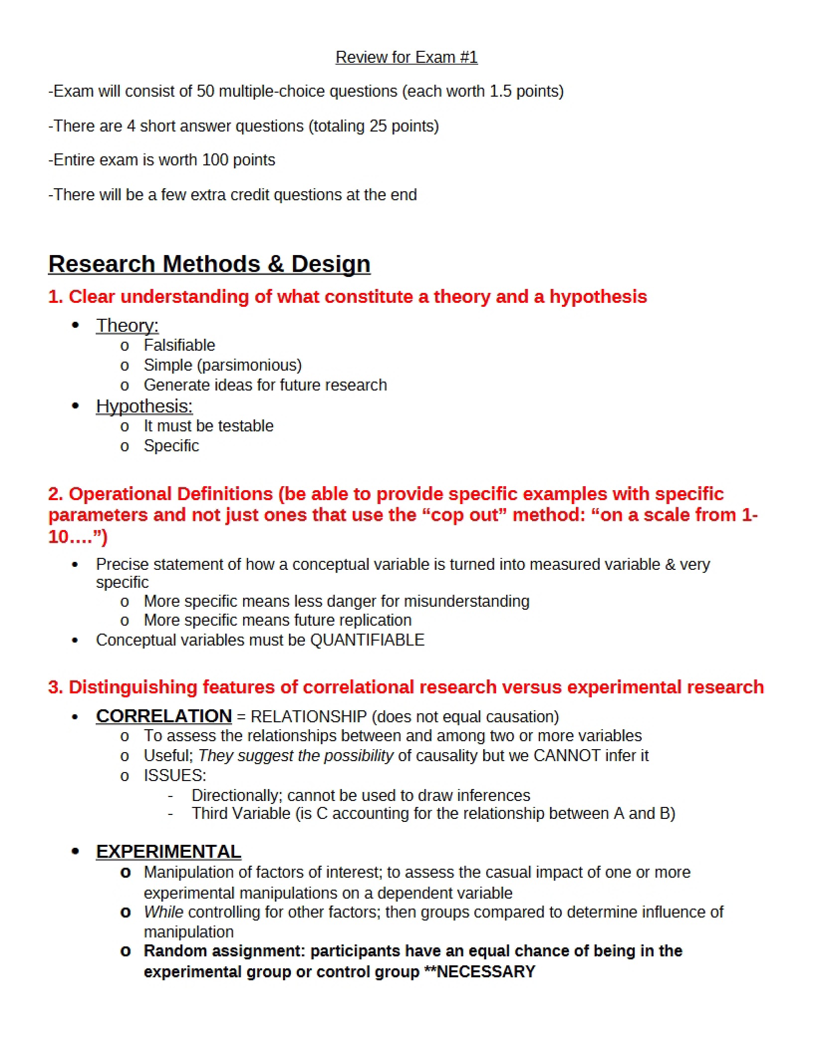 Exam One Review