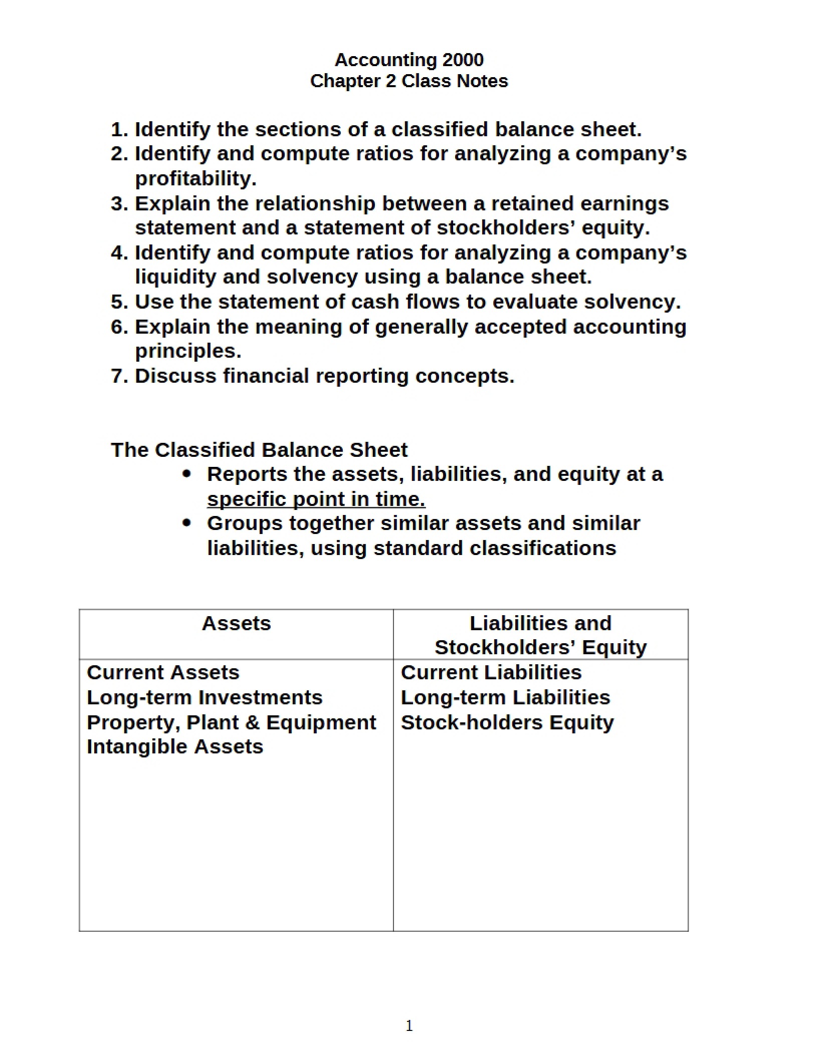 Class Notes Chapter 2