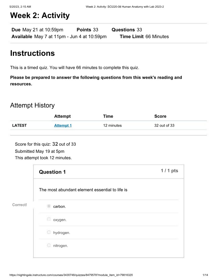 SCI220 Week 2 Activity