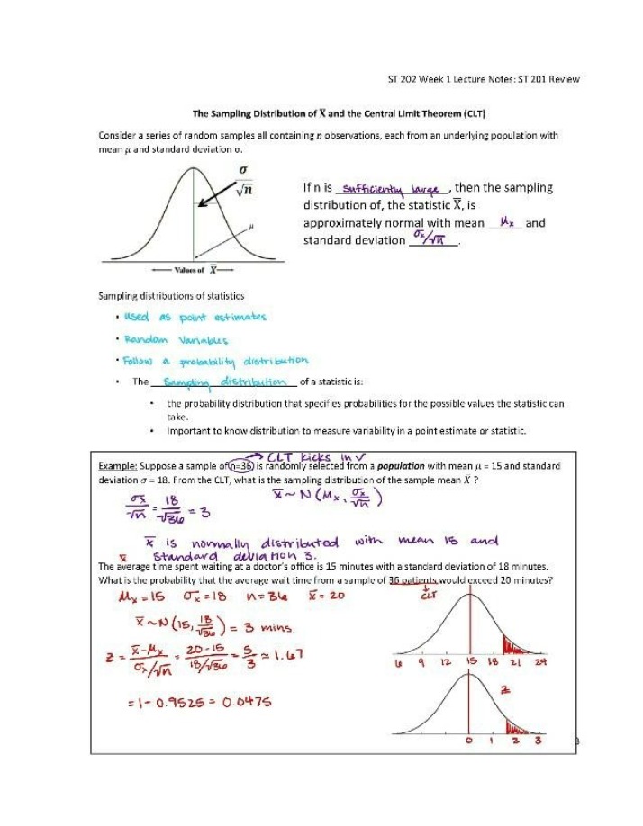 ST 202 Week 1 Lecture Notes ST 201 Review Version B