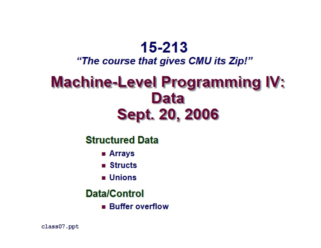 Notes from Lecture Twenty-Seven