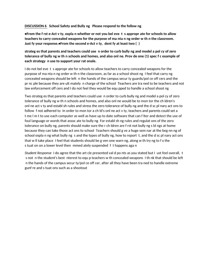 Maintaining School Safety - Addressing Bullying