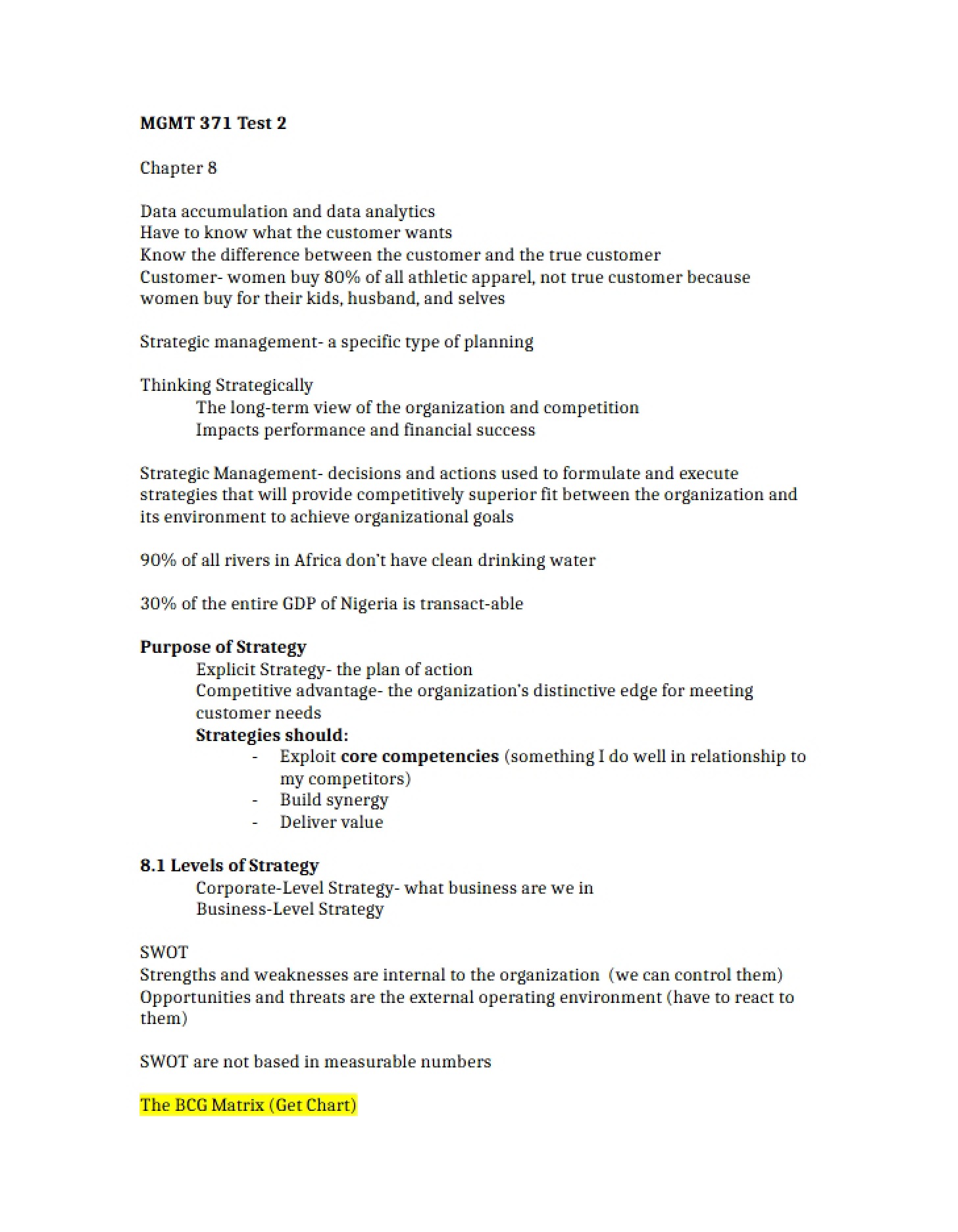 Class Notes for Test 2