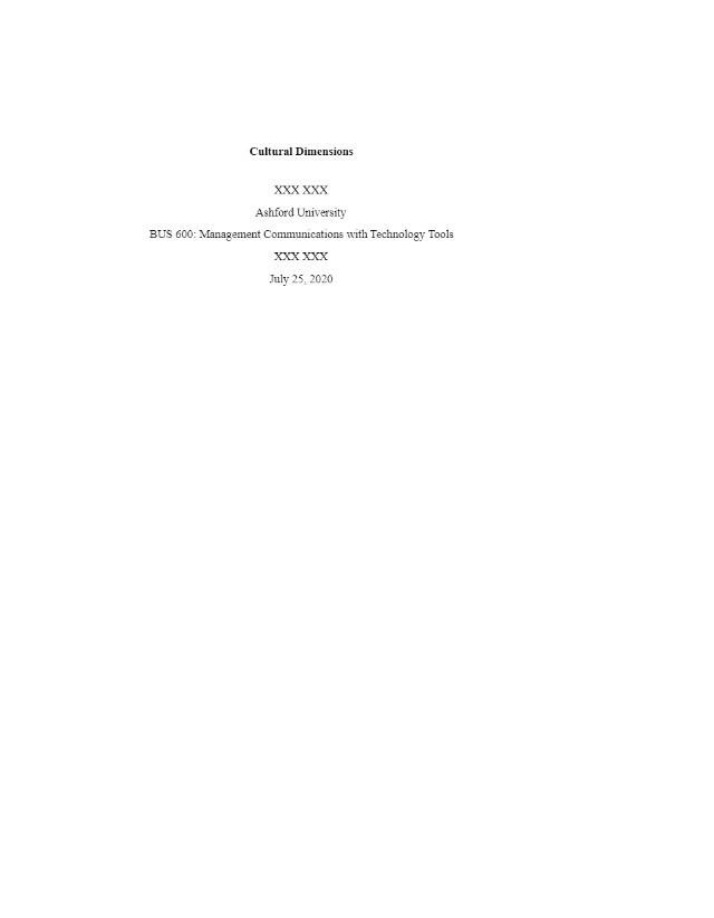 Study of Cultural Dimensions