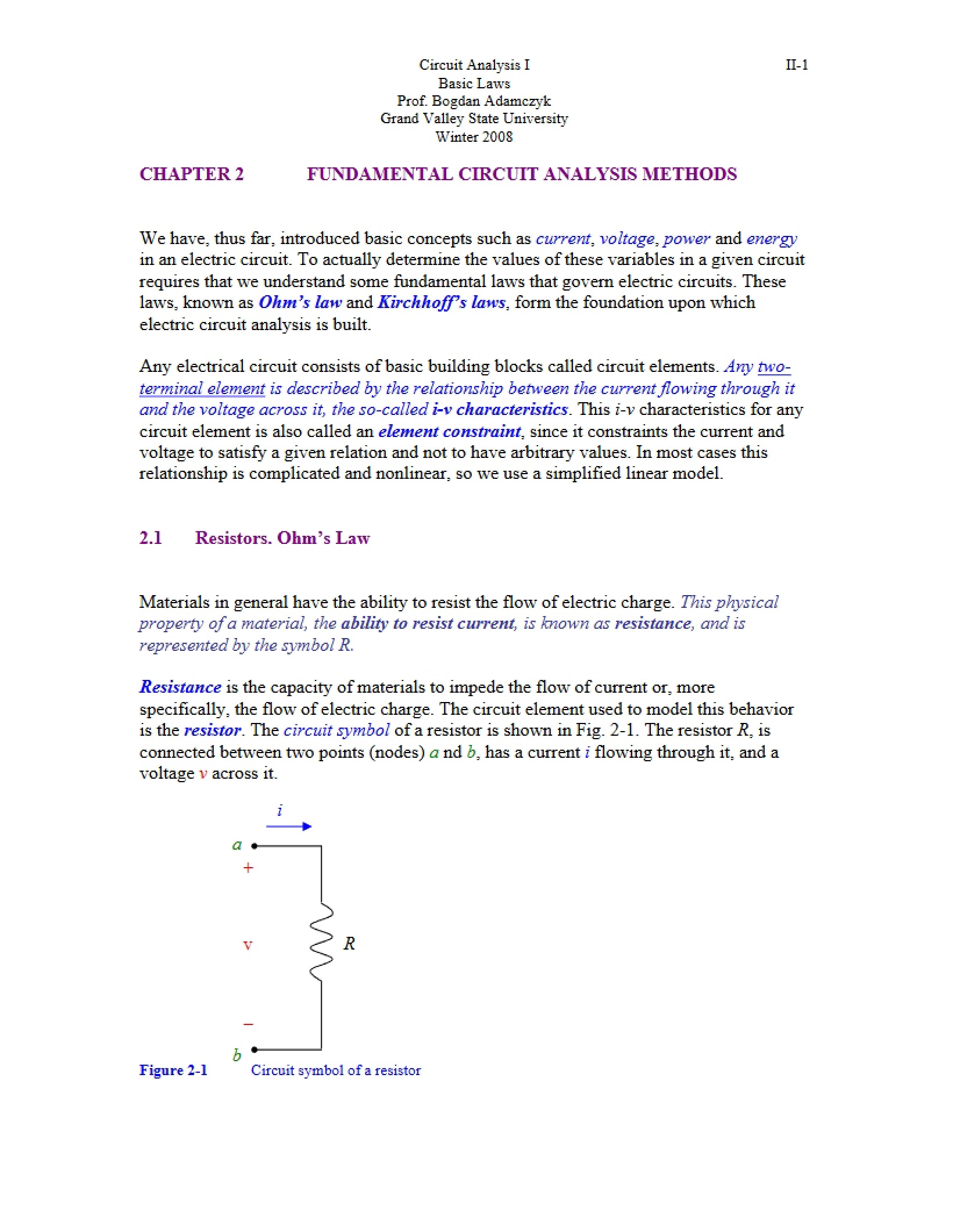 Methods of Fundamental Circuit Analysis