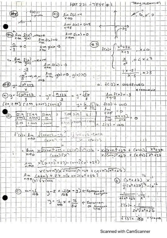 Calculus Test 1