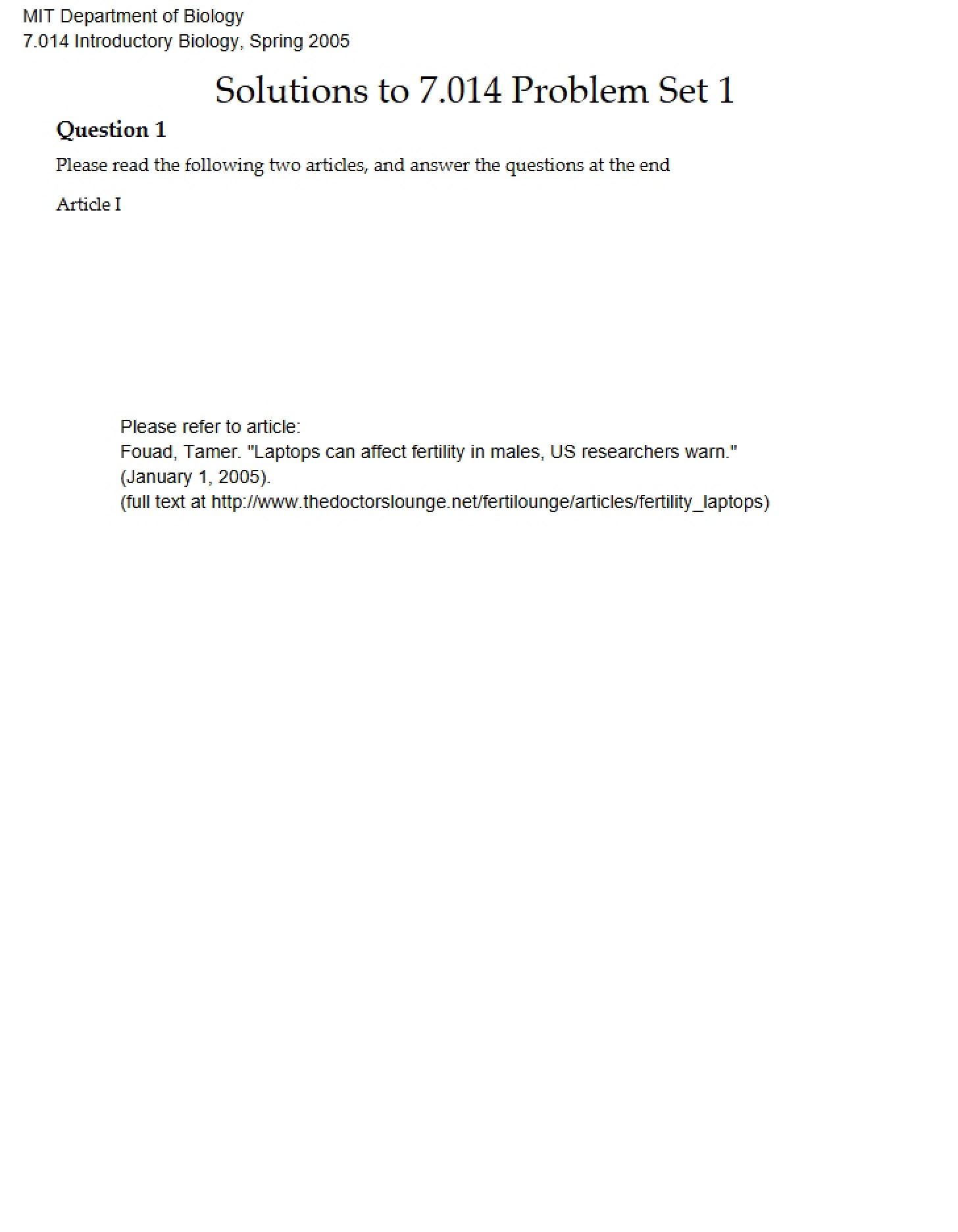 Assignment Set 1