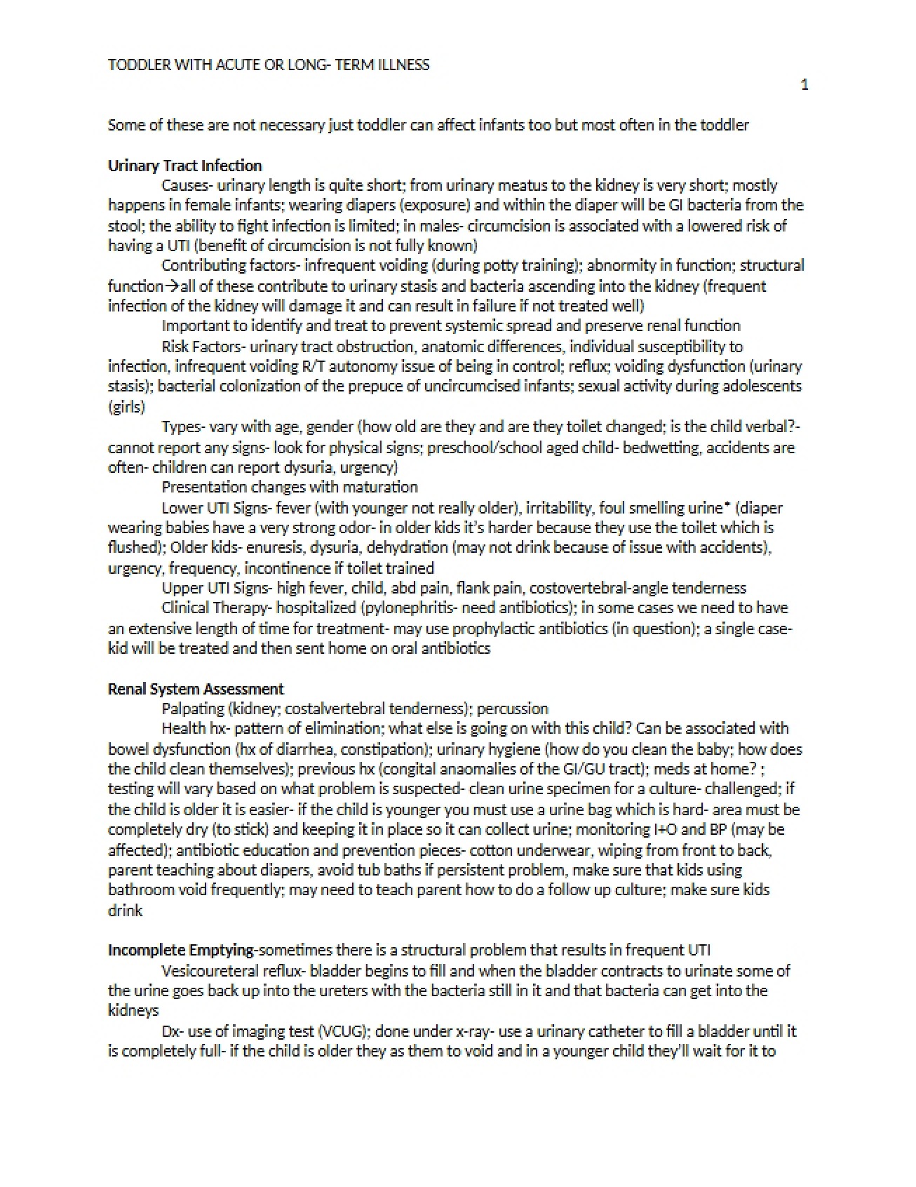 Acute or Long Term Illness in Toddlers