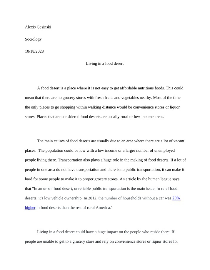 Challenges of Food Desert Living