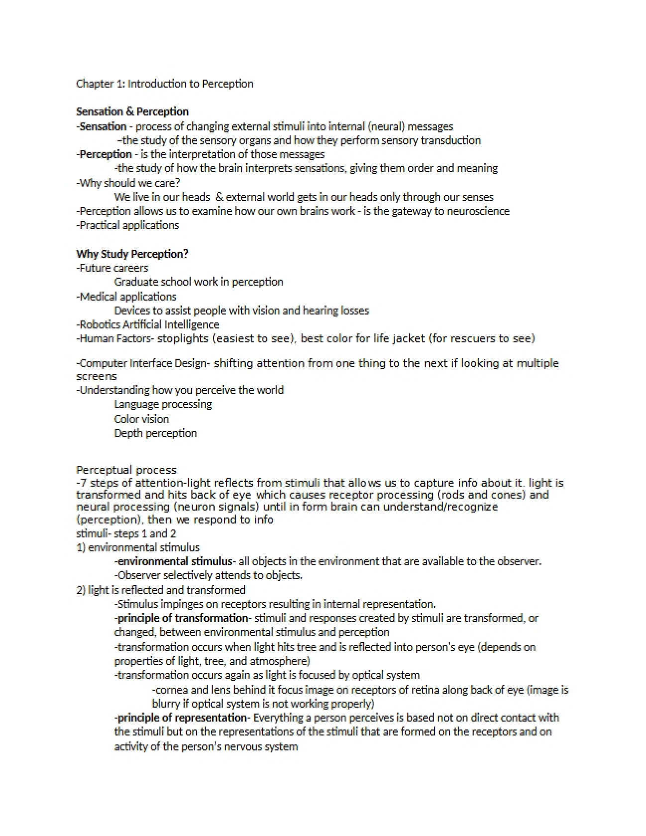 Perception Fundamentals: Chapter 1
