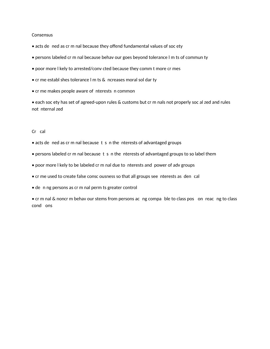 Theories of Crime - Consensus and Critical