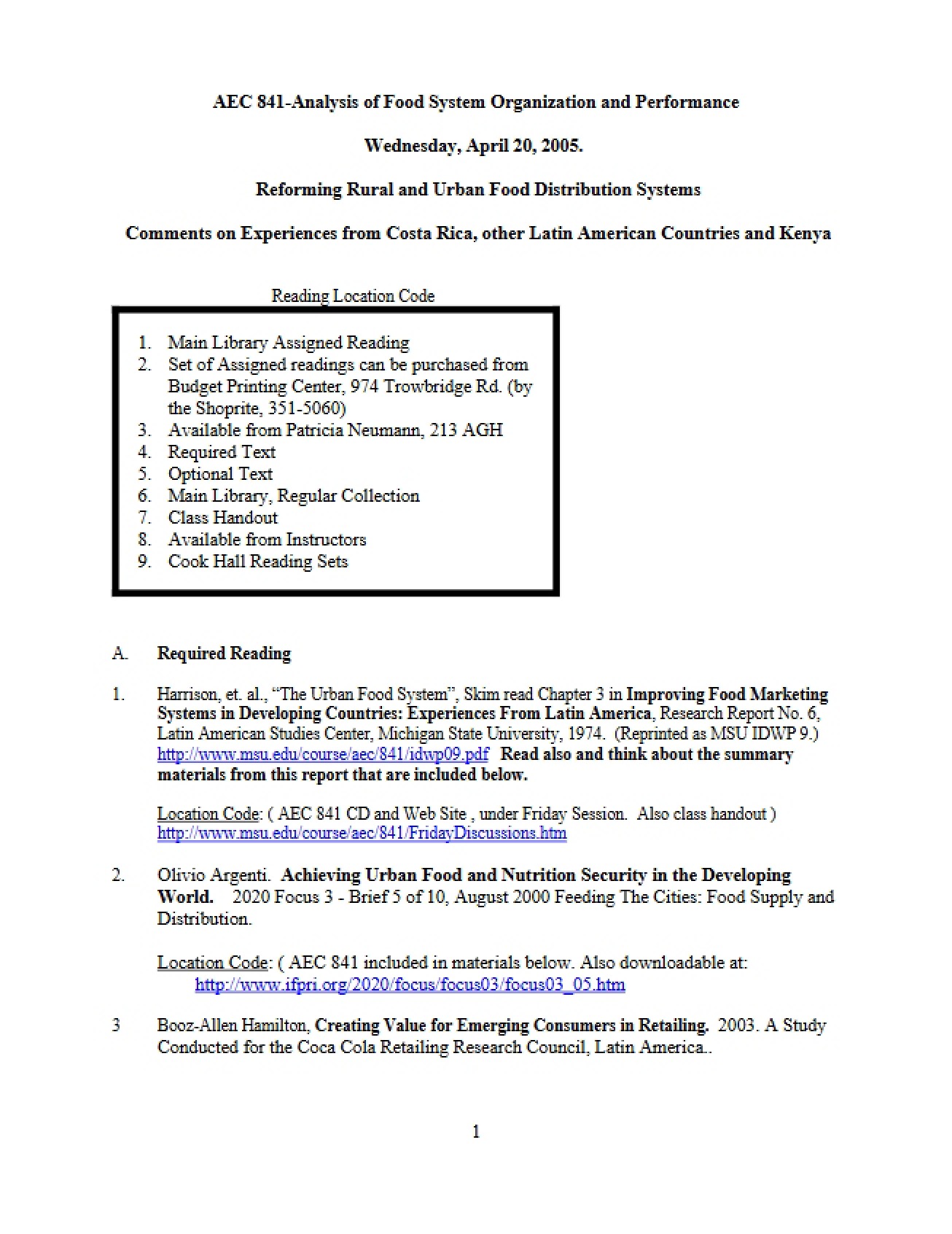 Costa Rica and Kenya Urban Reform (2005)