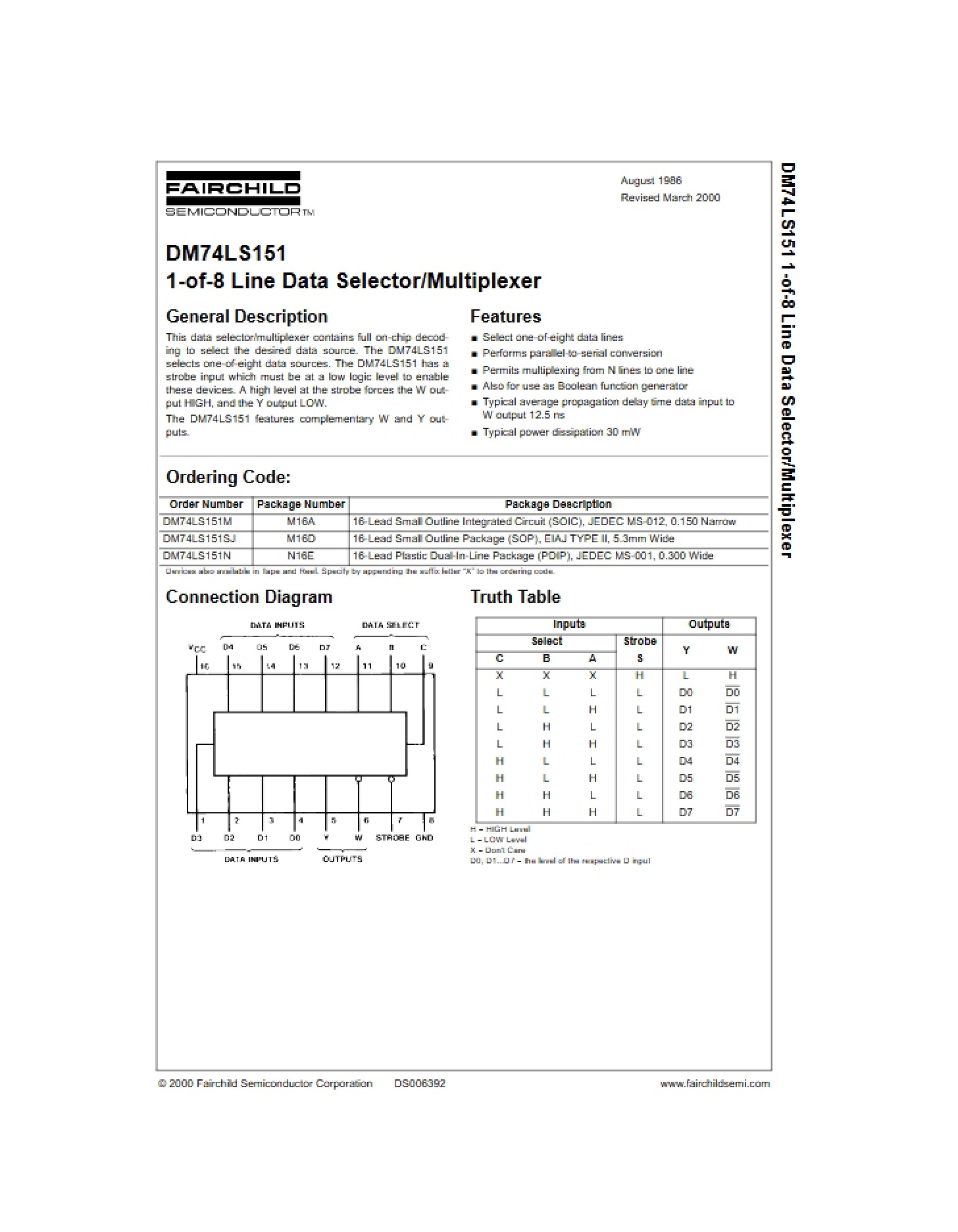 Specifications DM74LS151
