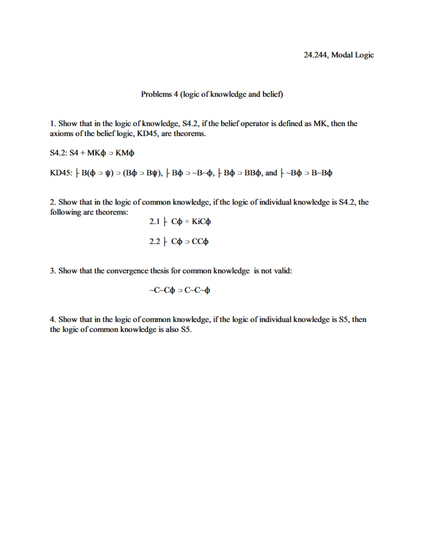 Fourth Problem Set