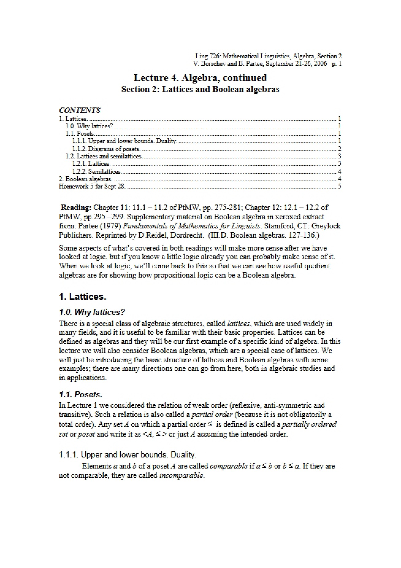 Notes from Linguist 726 Lecture