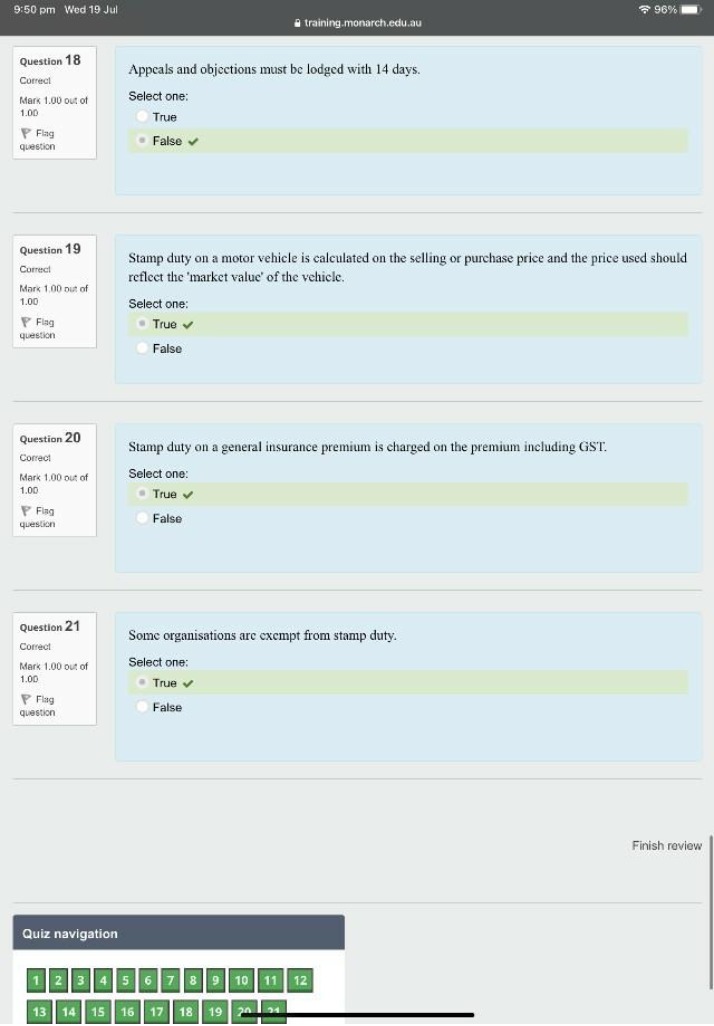 Quiz on Stamp Duty Calculation, Exemptions, and Objections