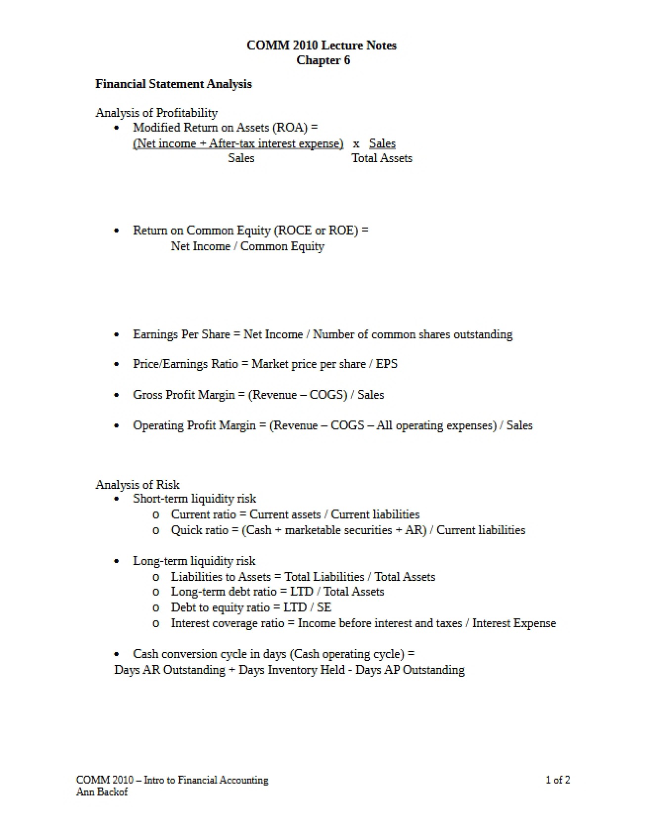 Notes for Chapter 6