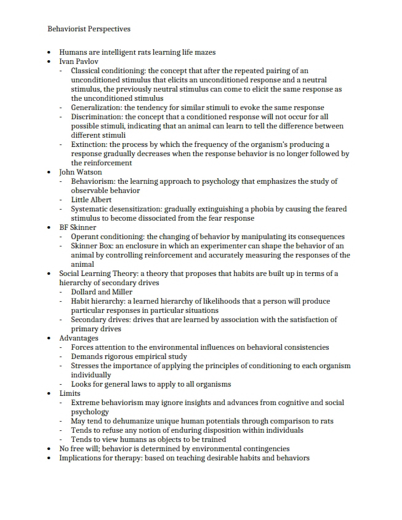 Look at Behaviorist Perspectives on Personality