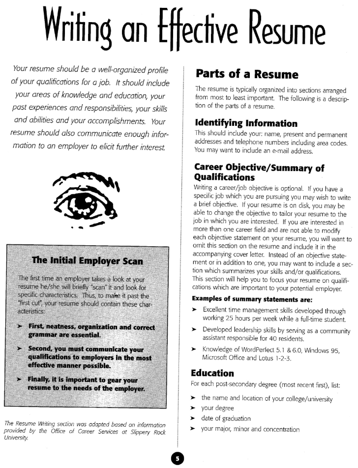 How to Write Effective Resumes