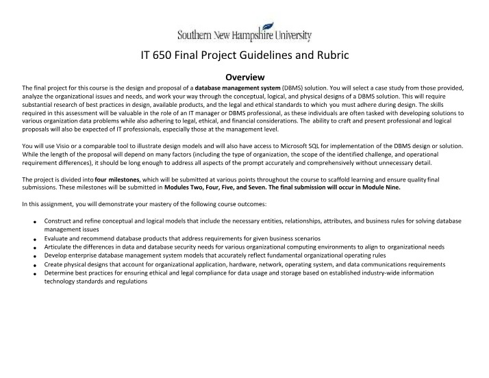 IT 650 Final Project - Rubric and Guidelines