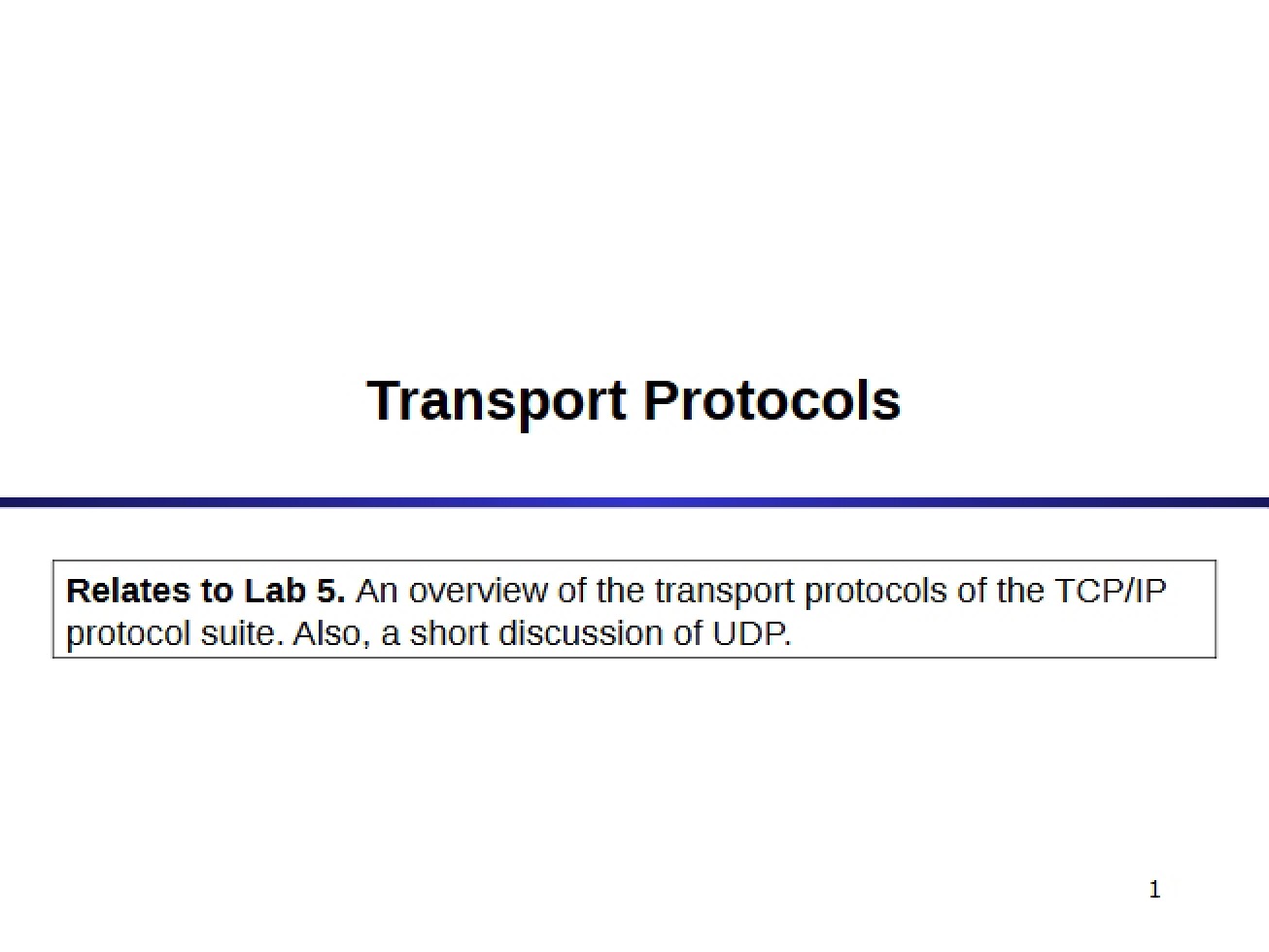 Transport Layer Protocols