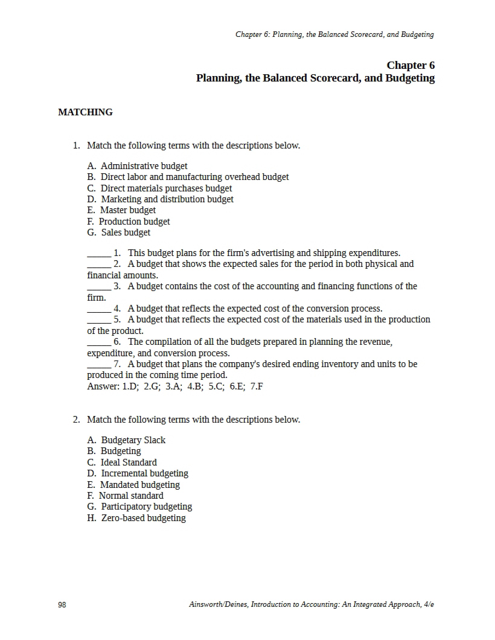 Review of Chapter 6 (Accounting I)