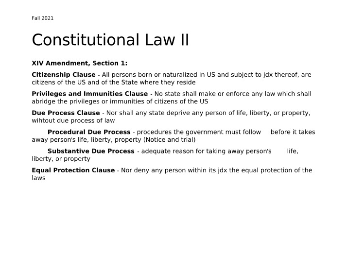 XIV Amendment - Citizenship and Due Process